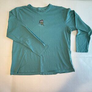 LIFE IS GOOD WOMEN'S LONG SLEEVE DOG CHRISTMAS--minor defect